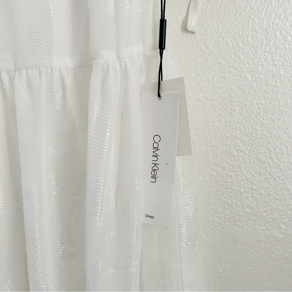 New Calvin Klein White Tiered Dress | Size 6 - Picture 4 of 8